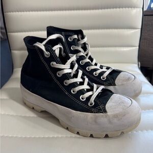 Black Lug High-Top Sneakers with White Soles